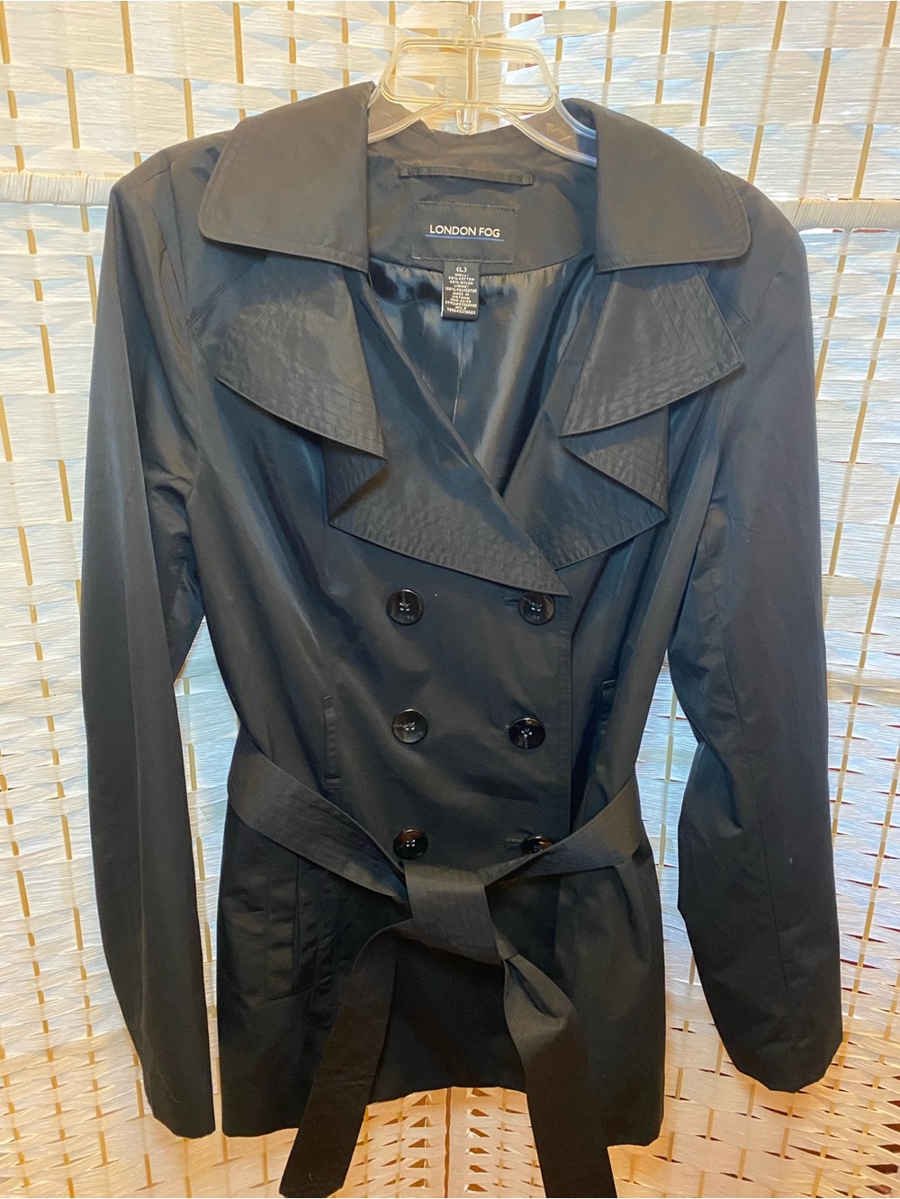 London Fog Women's Black Double-Breasted Trench Coat size L
